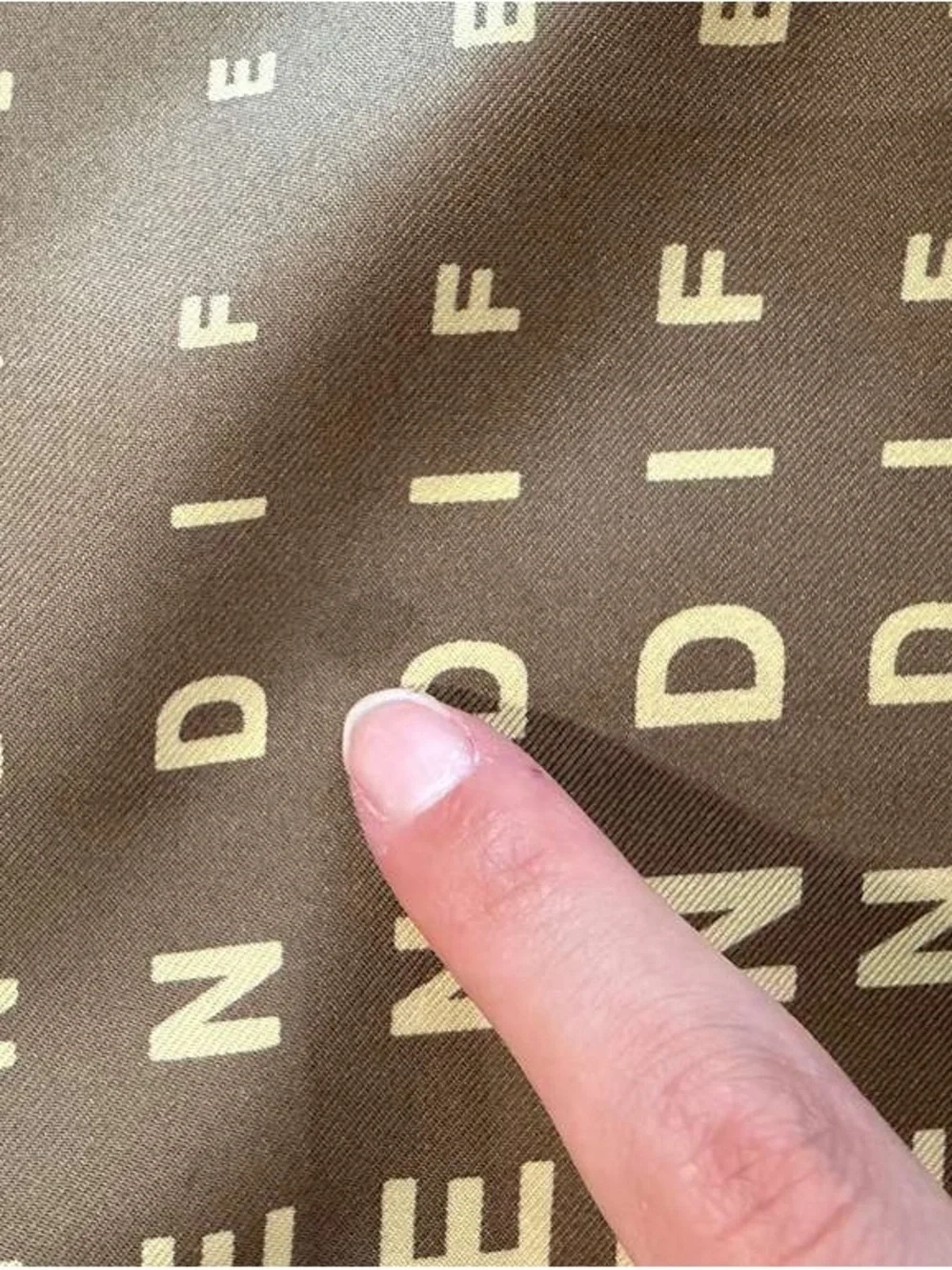 Fendi Silk Scarf Brown Beige Logo Print Hand Rolled Made in Italy